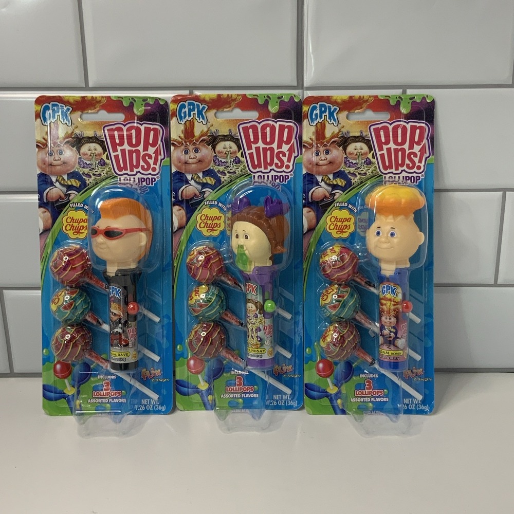Garbage Pail Kids Pop Up Lollipops Lot of‎ 3 Adam Bomb Lindsay Dave GPK 2023